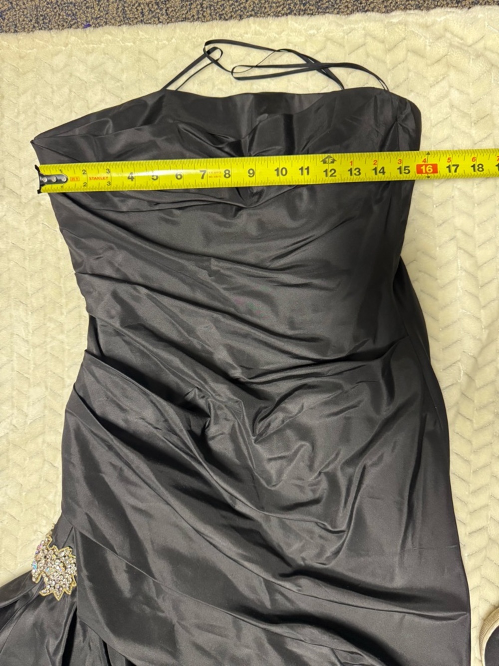 Amsale Black Strapless Evening Gown with Spaghetti Straps - Picture 9 of 13